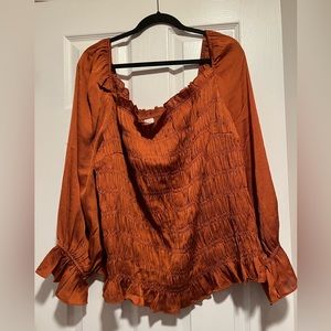 Burnt orange, square neck/off the shoulder top, A New Day